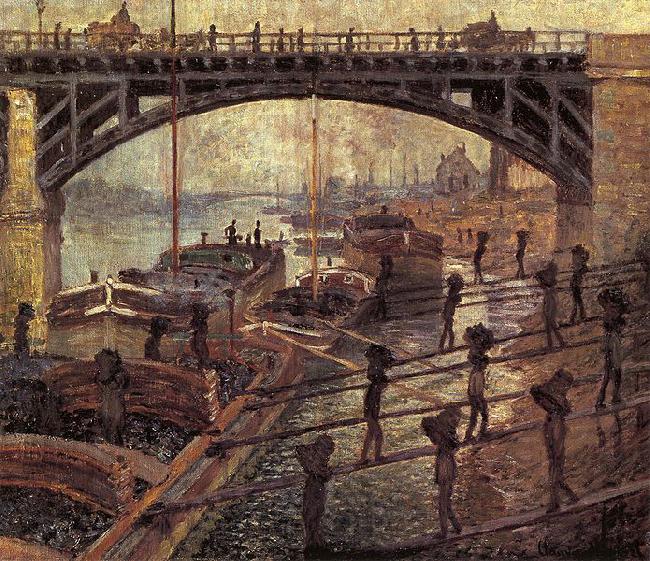 Claude Monet Men Unloading Coal Norge oil painting art